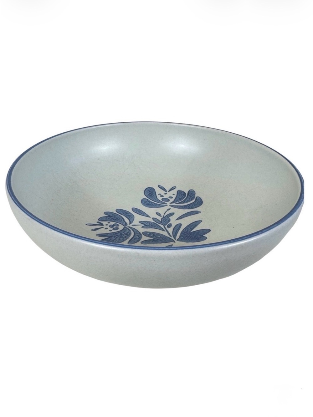 Pfaltzgraff Yorktowne Stoneware Pasta Serving Bowl Blue Floral Gray USA Made